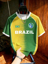 Brazil style yellow and green soccer jersey graphic t-shirt with number 10 print, unisex short sleeve