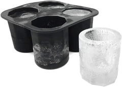 Silicone Shot Glass Ice Mold Tray – Makes 4 Ice Shot Glasses | BPA-Free, Dishwasher Safe | For Whiskey, Cocktails & Jello Shots