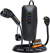 Level 2 EV charger 32A 7KW portable home electric vehicle charging station with NEMA 14-50 plug and J1772 connector