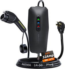 Level 2 EV charger 32A 7KW portable home electric vehicle charging station with NEMA 14-50 plug and J1772 connector