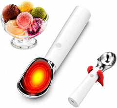 rechargeable heated electric ice cream scoop with stay-cool handle and silicone stand