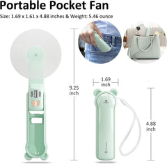 Portable Mini Fan with 26H Battery – 3-in-1 Handheld Fan, Power Bank & Flashlight | USB-C Fast Charging