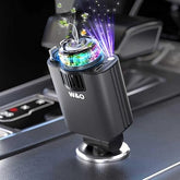 5-in-1 retractable car charger with USB-C and Lightning cables, purple starlight projection and aromatherapy