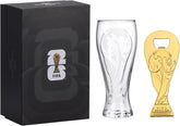 World Cup 2026 Soccer Trophy Beer Glass & Bottle Opener Gift Set – Football Fan Collectible