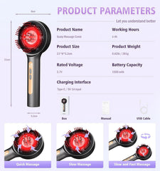 Electric Scalp Massager Comb - IPX7 Waterproof Scalp Brush with 3 Massage Modes for Daily Hair Care & Shower Use