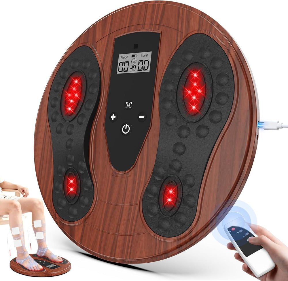 Rechargeable foot massager with TENS and red light therapy