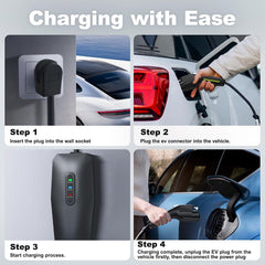 Level 2 EV Charger 32A 7KW - Portable Home Electric Vehicle Charging Station, 240V NEMA 14-50, 20FT Cable