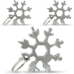 3-pack 18-in-1 snowflake shaped multi-tool keychain with screwdriver, bottle opener and key ring for camping and everyday carry