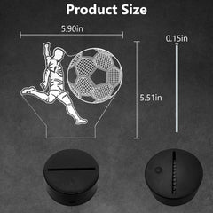 3D Soccer Night Light – Remote Control LED Lamp, 7 Colors, USB-C & Battery Powered