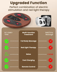 Rechargeable Foot Massager for Neuropathy - EMS & TENS Stimulator with 660-850nm Red Light Therapy for Pain & Plantar Fasciitis