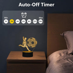 3D Soccer Night Light – Remote Control LED Lamp, 7 Colors, USB-C & Battery Powered