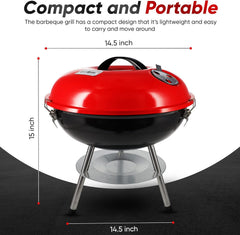 Gas One Portable Charcoal Grill - Compact BBQ Grill with Warming Rack for Camping, Backyard & Outdoor