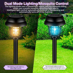 12-Pack Solar Bug Zapper Outdoor – UV Mosquito Killer Lamp with Warm & Purple Light | Auto On/Off Garden Pest Repeller