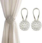 Crystal Flower Magnetic Curtain Tiebacks for Drapes and Curtains