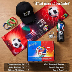 Fibrdoo Soccer Fan Gift Set – 5-Piece Bundle with Water Bottle, Towel, Keychain, Pin & Wristband