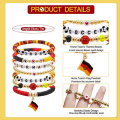 2026 Germany Soccer Bracelet Set – 8 Piece Stackable Beaded Bracelets with Football Charms, German Flag Colors & Fan Accents | World Cup Germany Fan Gift