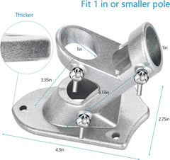 Aluminum Alloy Flag Pole Holder Bracket – 2 Position 45° & 90° Wall Mount | Rust-Proof Heavy Duty Flag Pole Bracket for House Porch & Railing