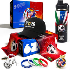Fibrdoo Soccer Fan Gift Set – 5-Piece Bundle with Water Bottle, Towel, Keychain, Pin & Wristband