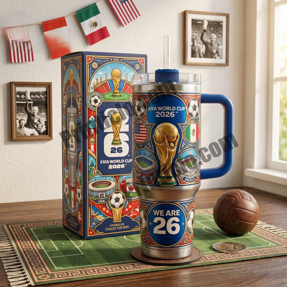 FIFA World Cup 2026 stainless steel football fan tumbler for USA Canada Mexico
