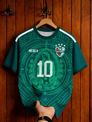 Green Mexico Style Soccer Jersey – Mayan Totem Print Tee, Unisex Short Sleeve Football Shirt