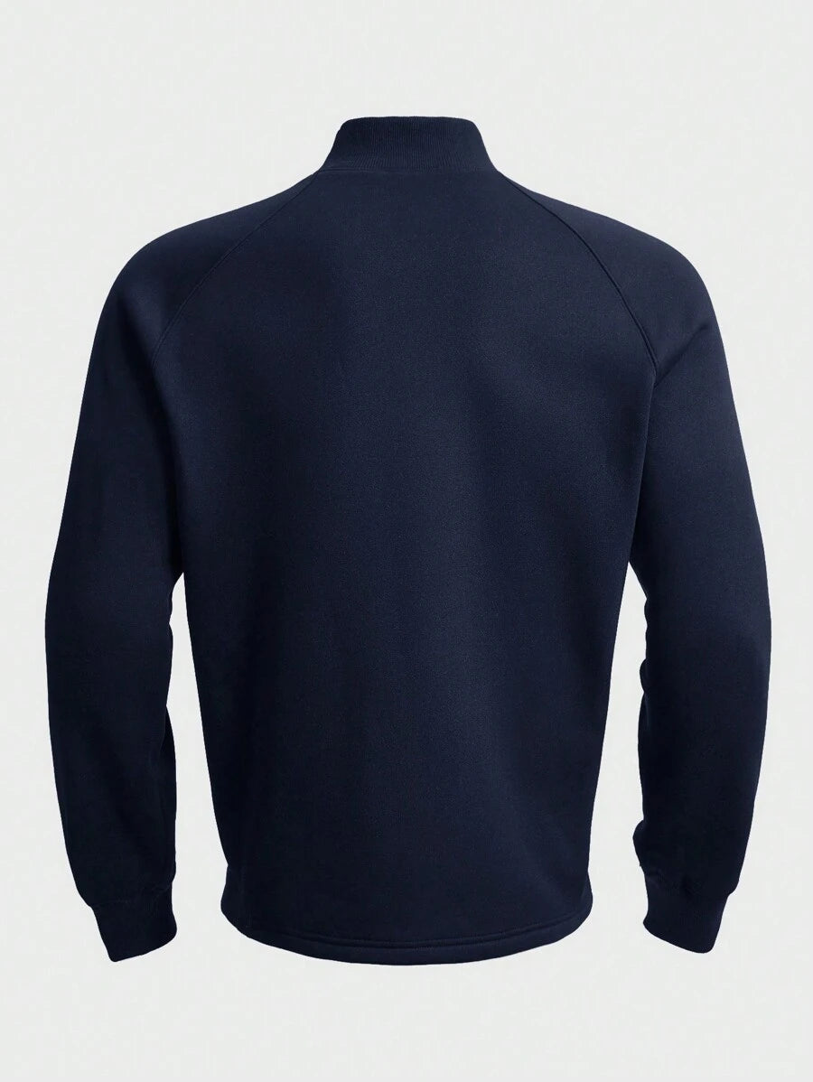 Men's Premium Half-Zip Sweatshirt – Navy Blue Pullover with Ribbed Cuffs