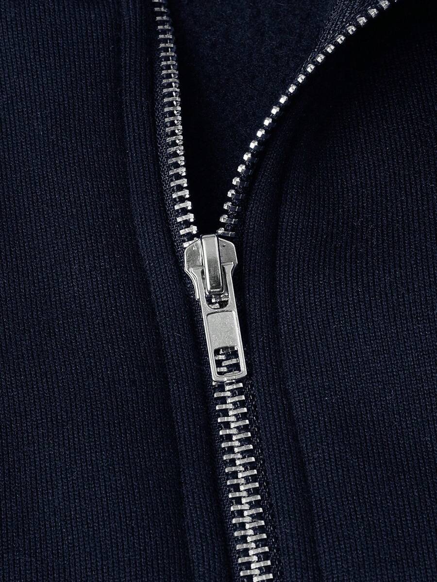 Men's Premium Half-Zip Sweatshirt – Navy Blue Pullover with Ribbed Cuffs