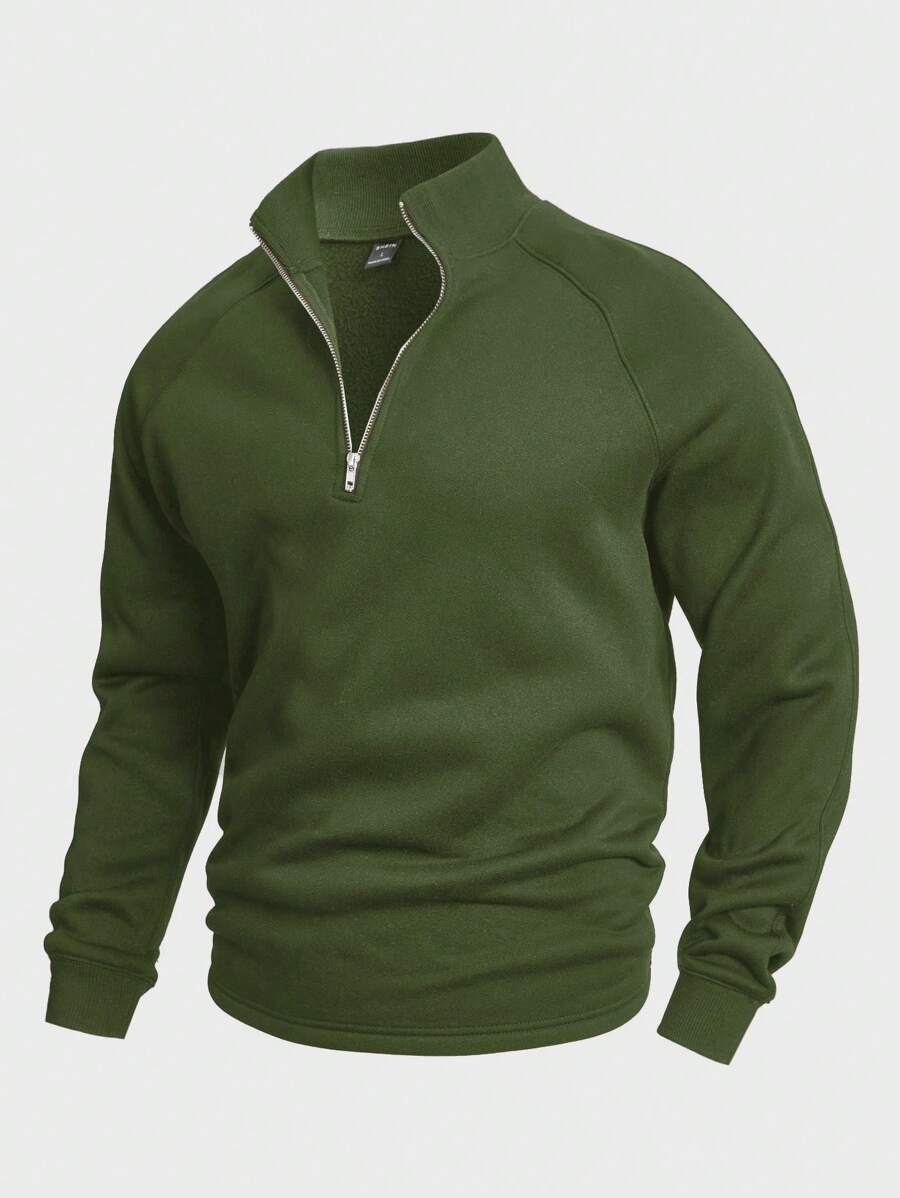 Men's Premium Half-Zip Sweatshirt – Navy Blue Pullover with Ribbed Cuffs