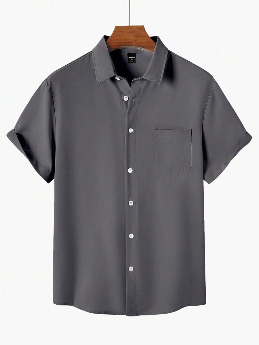 Men's Short Sleeve Casual Shirt Set (3-Pack) – Solid Color Collared Summer Shirts with Pocket