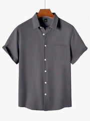Men's Short Sleeve Casual Shirt Set (3-Pack) – Solid Color Collared Summer Shirts with Pocket