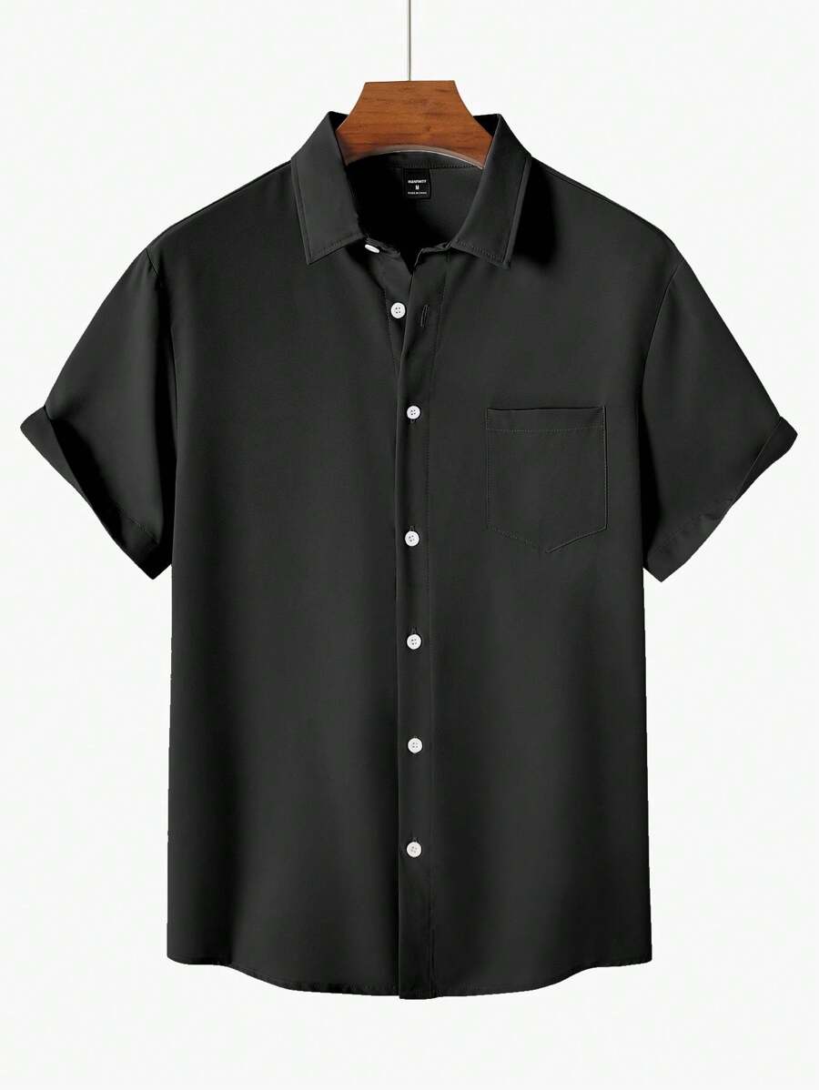 Men's Short Sleeve Casual Shirt Set (3-Pack) – Solid Color Collared Summer Shirts with Pocket