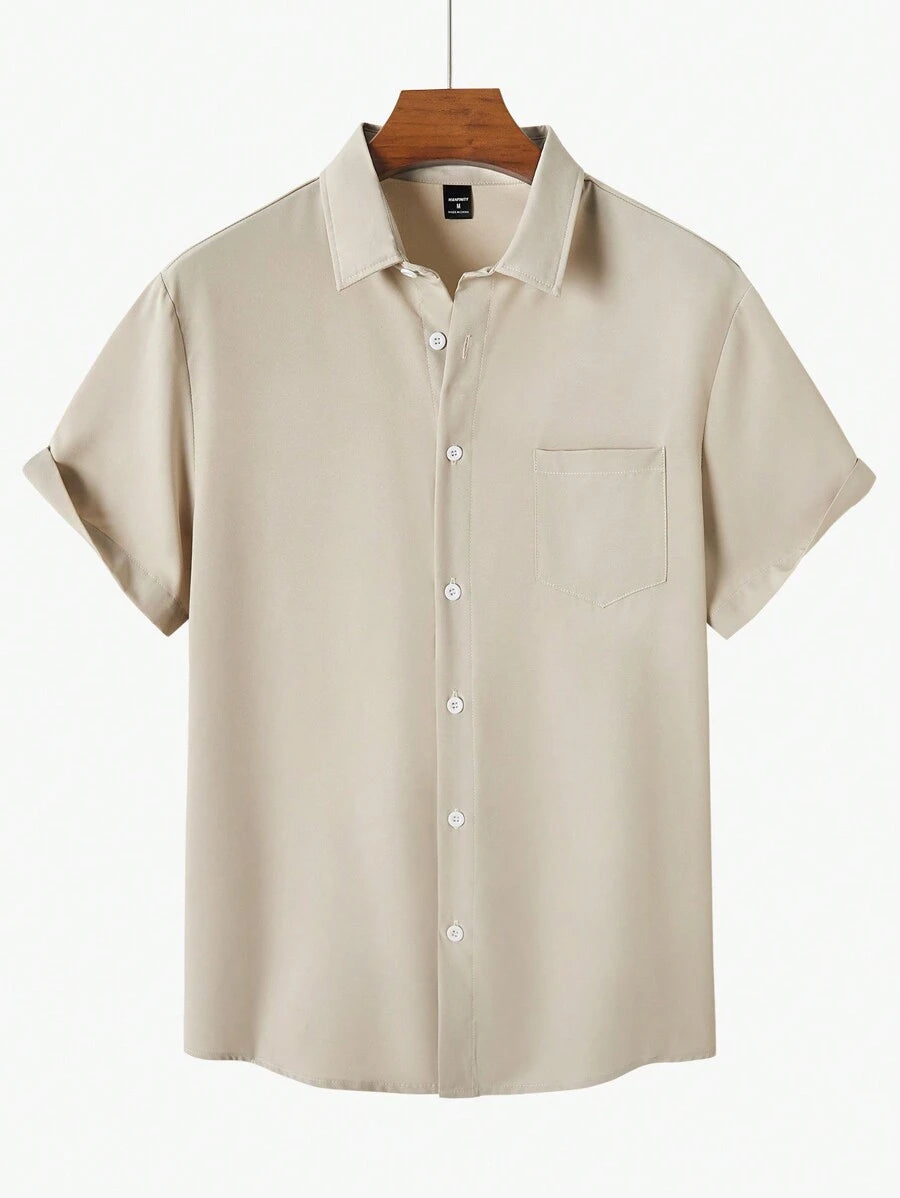Men's Short Sleeve Casual Shirt Set (3-Pack) – Solid Color Collared Summer Shirts with Pocket