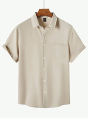 Men's Short Sleeve Casual Shirt Set (3-Pack) – Solid Color Collared Summer Shirts with Pocket