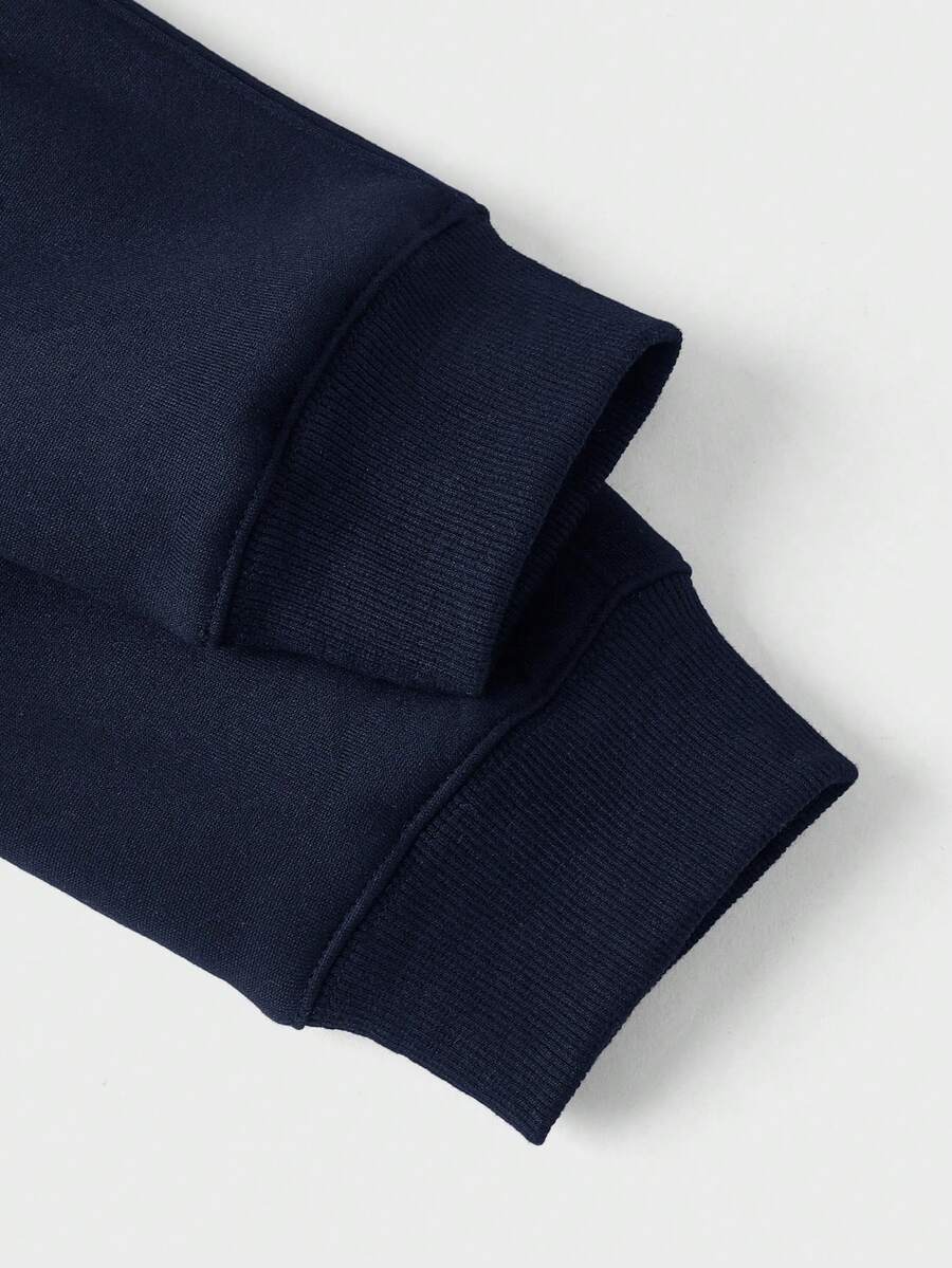 Men's Premium Half-Zip Sweatshirt – Navy Blue Pullover with Ribbed Cuffs