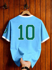 Brazil Style Soccer Jersey in Blue – #10 Graphic T-Shirt, Short Sleeve Football Tee for Men & Women