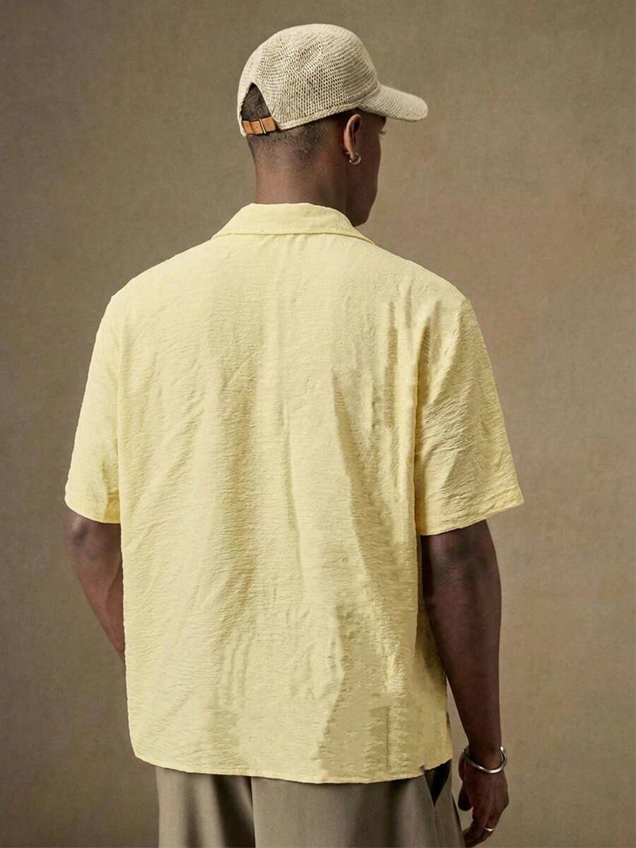 Men's Sage Green Floral Shirt – Short Sleeve Embroidered Button-Up Casual Summer Shirt