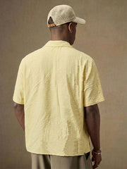 Men's Sage Green Floral Shirt – Short Sleeve Embroidered Button-Up Casual Summer Shirt