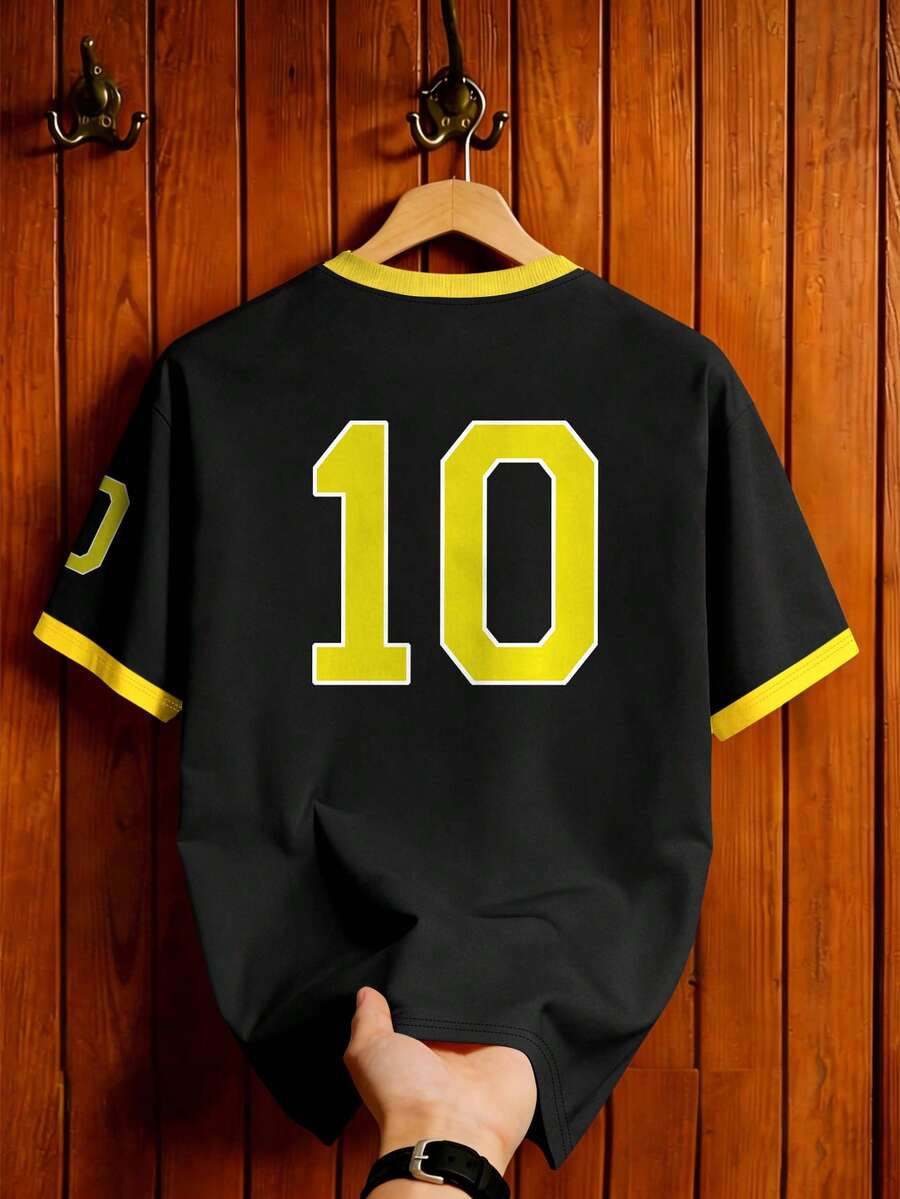 Brazil Style Soccer Jersey in Black – #10 Graphic T-Shirt, Short Sleeve Football Tee for Men & Women