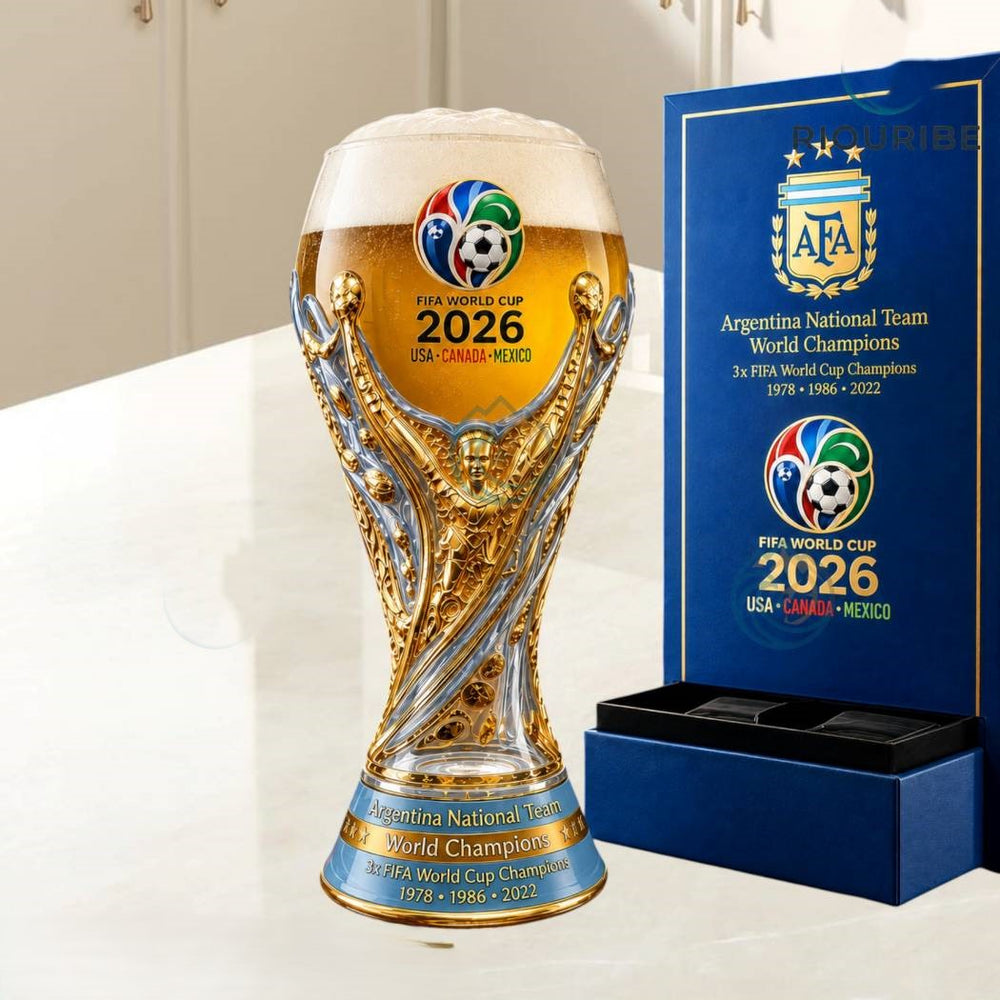 official 2026 World Cup National Champion commemorative glass cup for football fans
