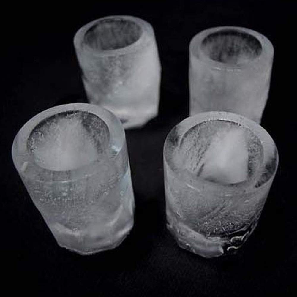 Silicone Shot Glass Ice Mold Tray – Makes 4 Ice Shot Glasses | BPA-Free, Dishwasher Safe | For Whiskey, Cocktails & Jello Shots