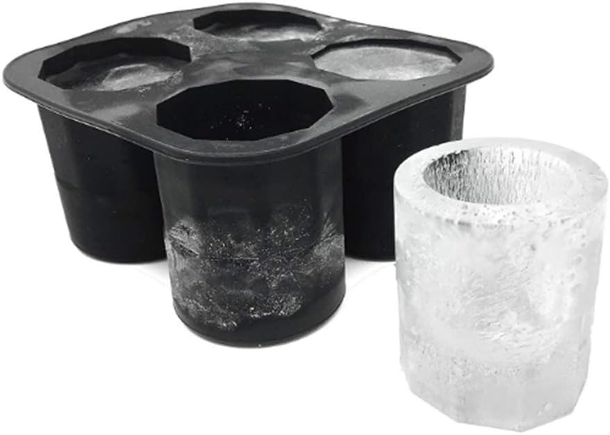 Silicone Shot Glass Ice Mold Tray – Makes 4 Ice Shot Glasses | BPA-Free, Dishwasher Safe | For Whiskey, Cocktails & Jello Shots