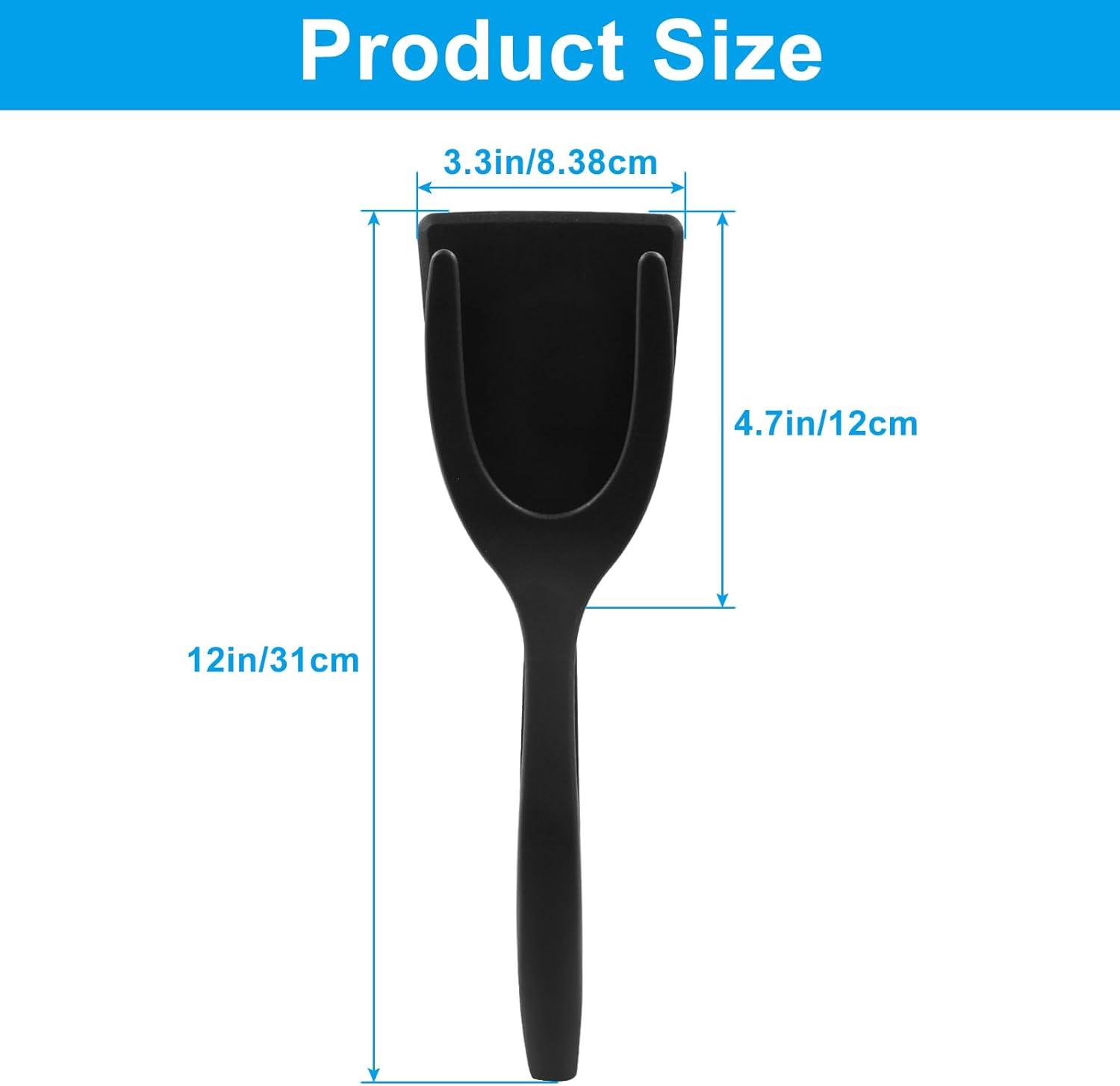 2-in-1 Flip Spatula Tong – Non-Stick Pancake Egg Turner with Silicone Handle | 12 Inch Kitchen Spatula