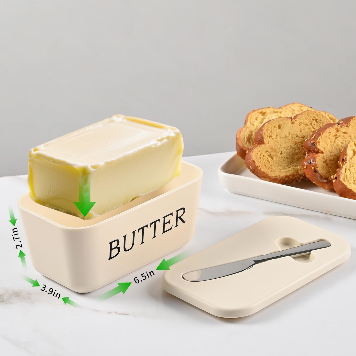 Butter Dish with Knife – Large BPA-Free Butter Keeper Container for Countertop