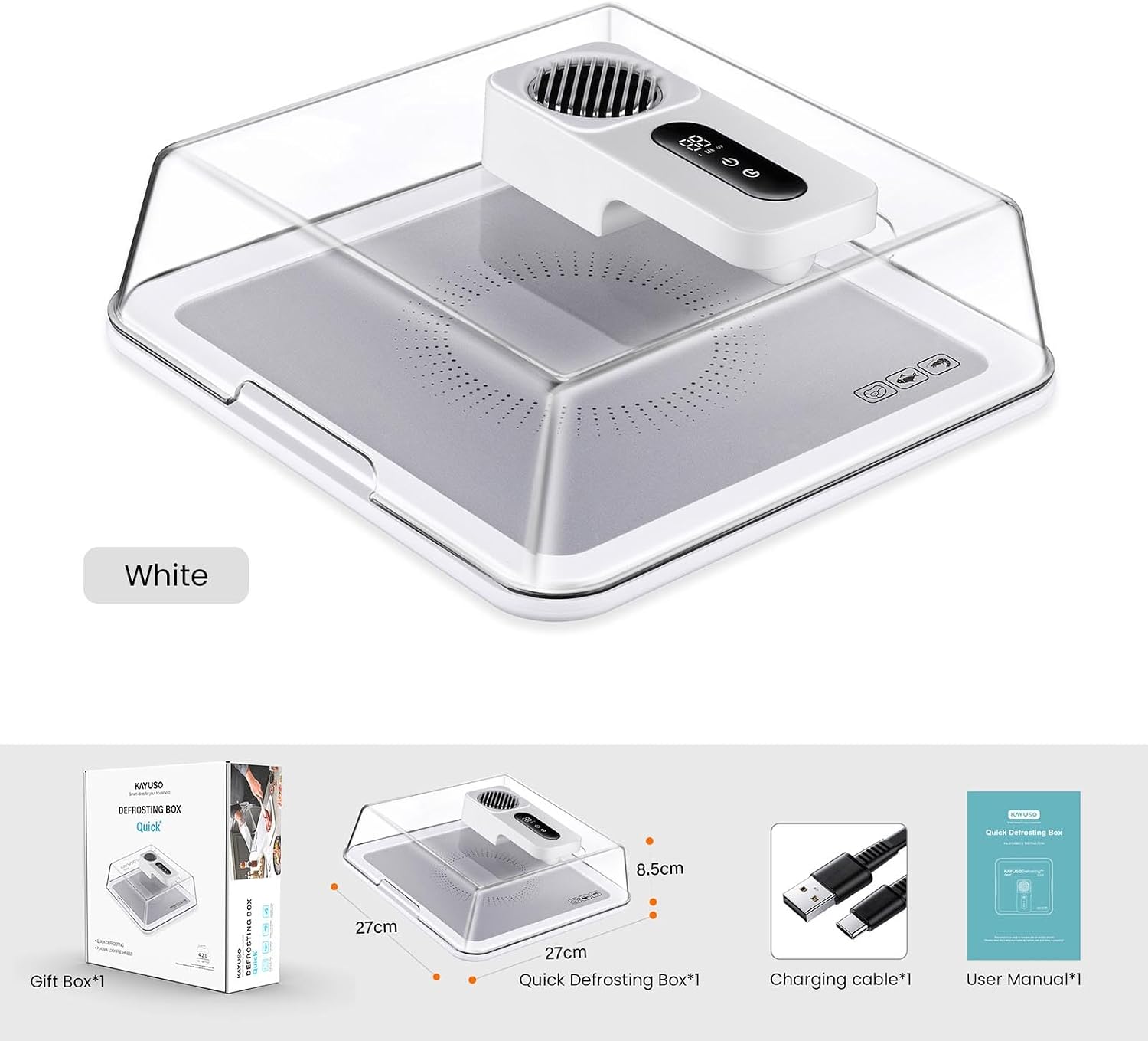 Rapid Defrosting Tray for Frozen Meat – Fast Meat Thawing Tray with Airflow Technology | No Microwave or Water Needed (White)