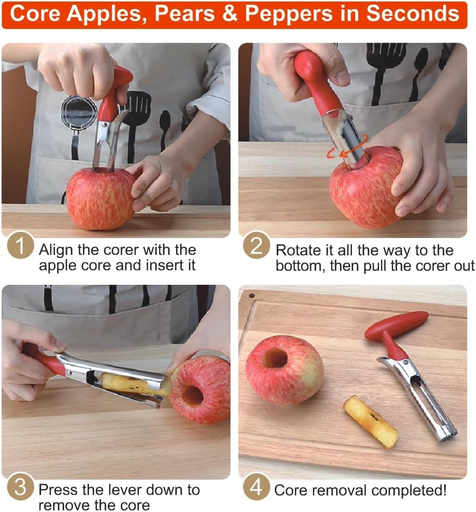 Apple Corer – Stainless Steel Serrated Blade, Ergonomic Grip, Rust-Proof & Dishwasher Safe
