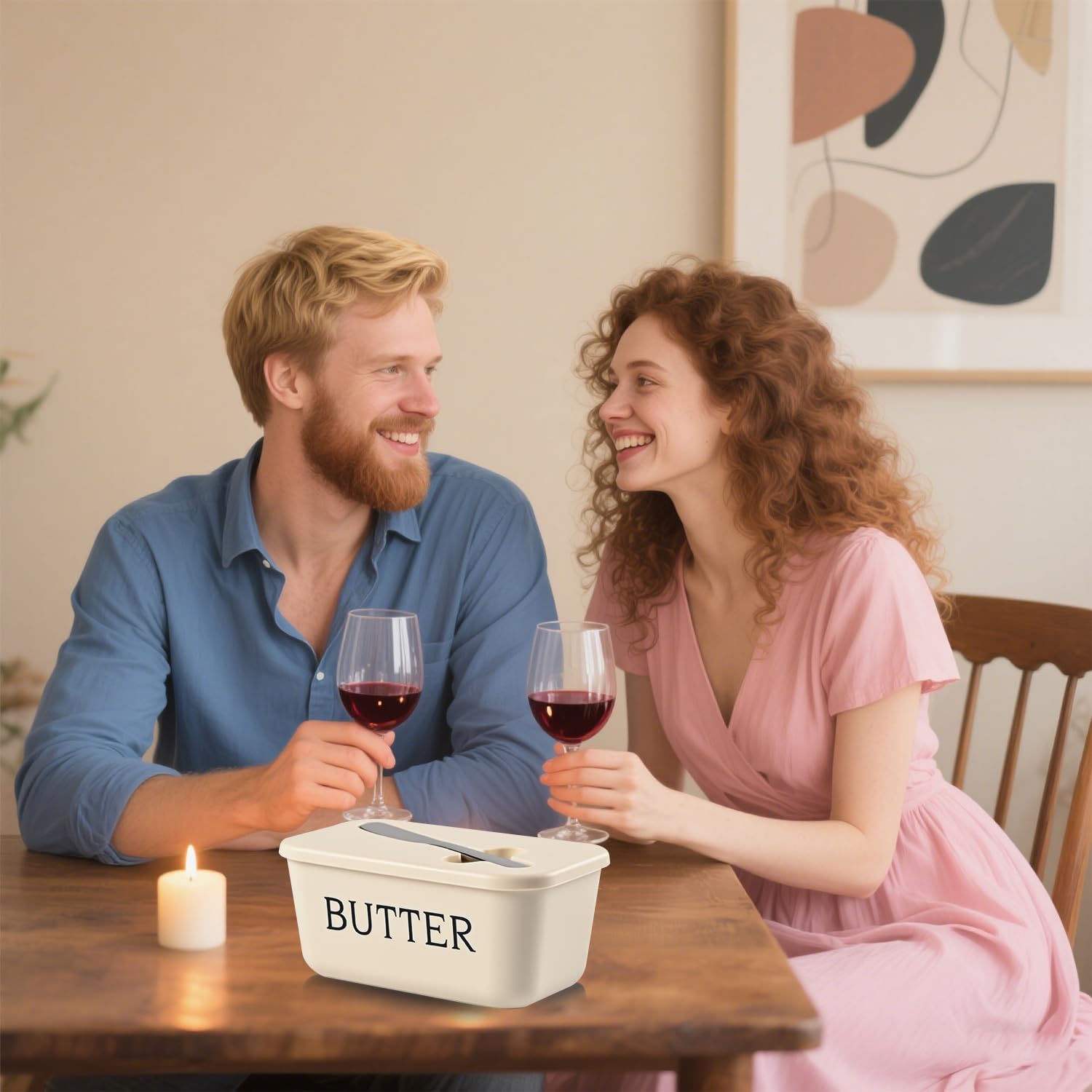 Butter Dish with Knife – Large BPA-Free Butter Keeper Container for Countertop