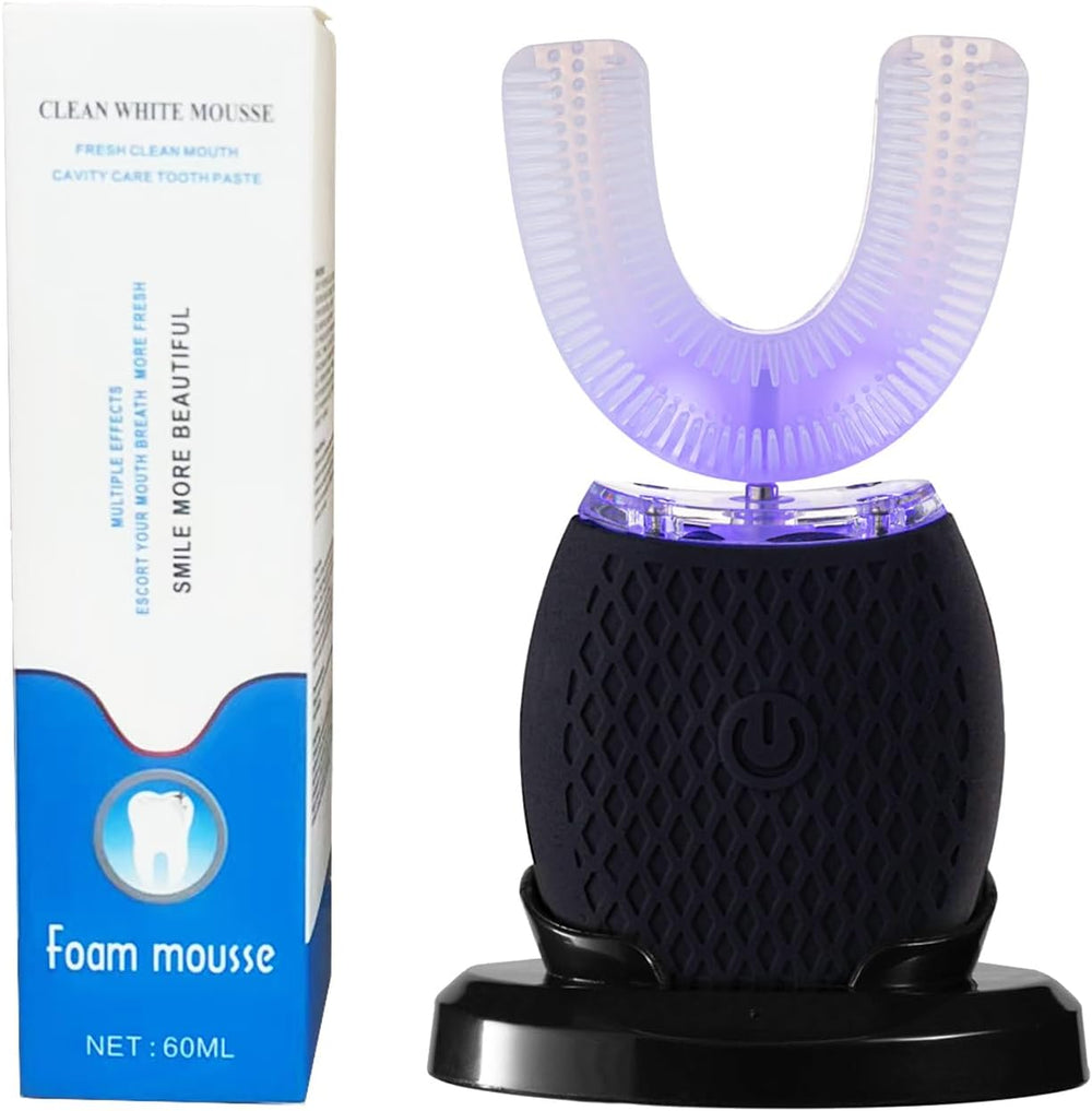 Black ultrasonic electric toothbrush for adults, rechargeable sonic toothbrush with wireless charging, timer and waterproof design