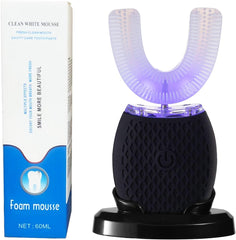 Black ultrasonic electric toothbrush for adults, rechargeable sonic toothbrush with wireless charging, timer and waterproof design
