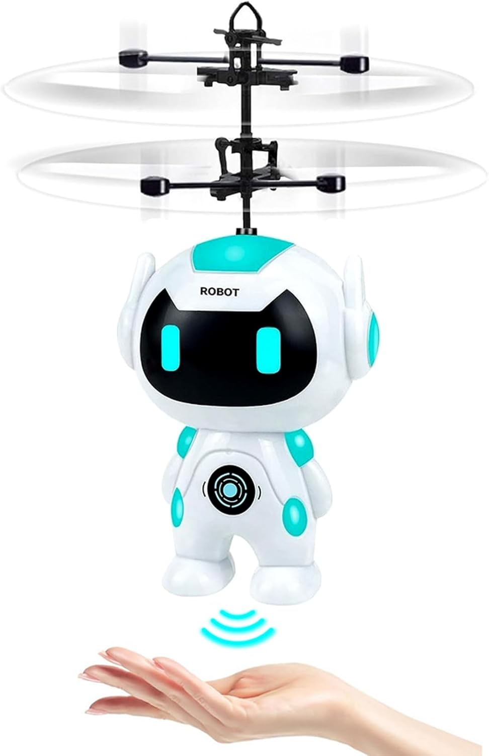 Mini drone for kids with glowing LED lights flying indoors – rechargeable beginner flying toy
