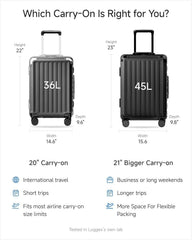 ZX-Core 20-Inch Carry On Luggage - Aluminum Frame Zipperless Polycarbonate Hard Shell Suitcase with Spinner Wheels - Charcoal Metallic