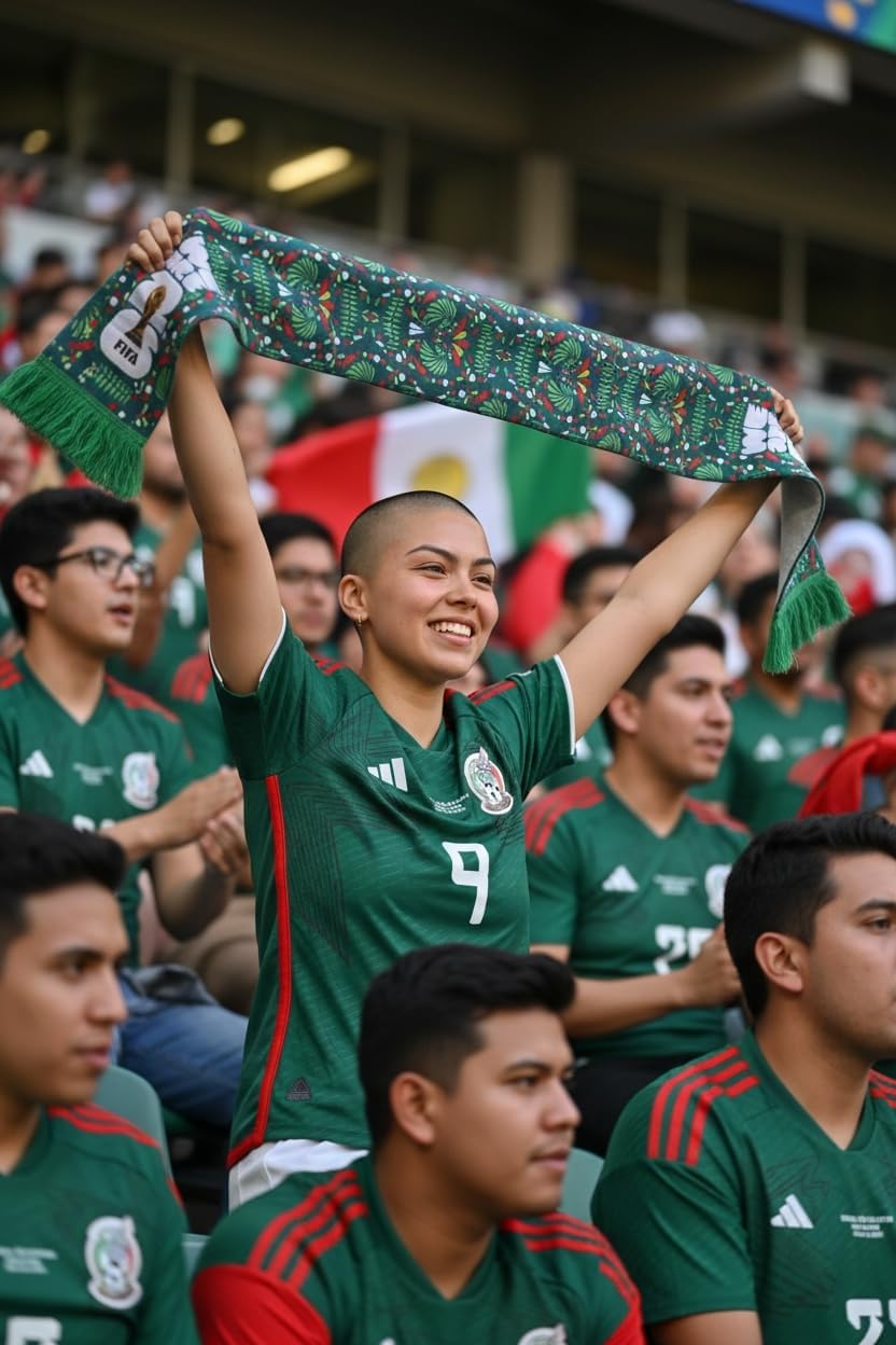Mexico Flag Soccer Scarf – Soft Lightweight Football Fan Scarf for Men & Women, World Cup Match Day Gift